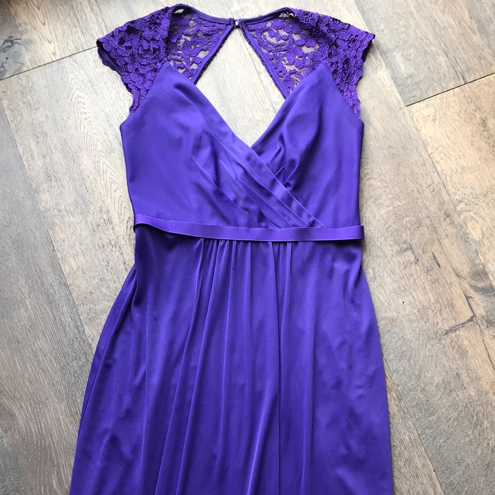 David’s Bridal long purple bridesmaid dress Sz 2